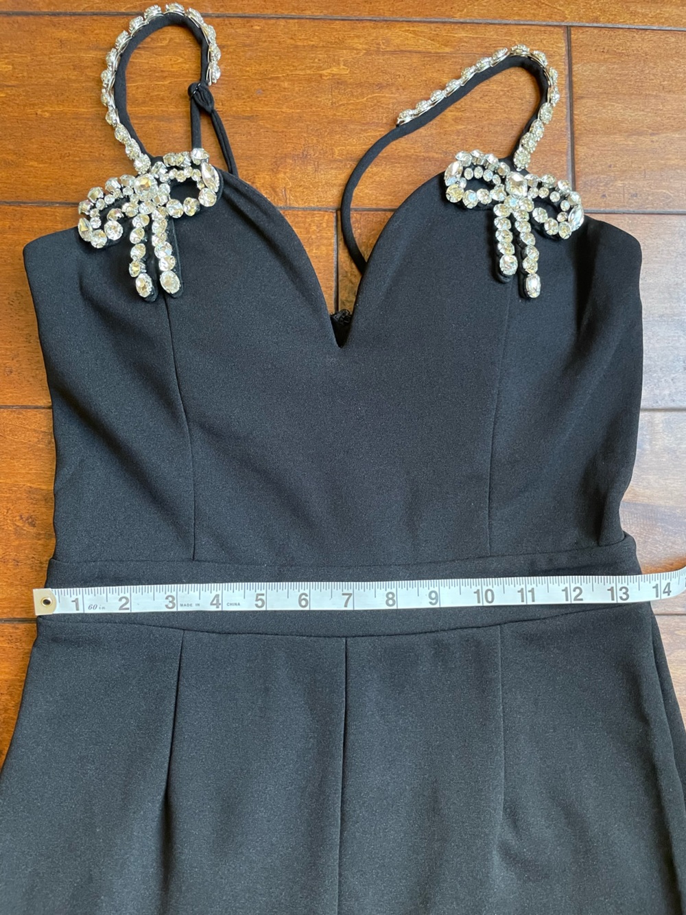 NWOT Rhinestones Crystals embellished Expensive Nights Jumpsuit tall long 34” M - Picture 10 of 13